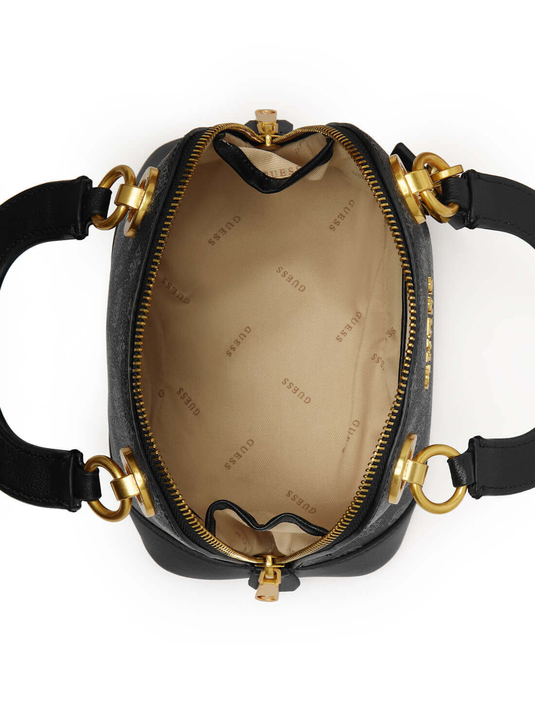 GUESS Womens  Black Cathleen Logo Small Dome Satchel PA773705 Inside View