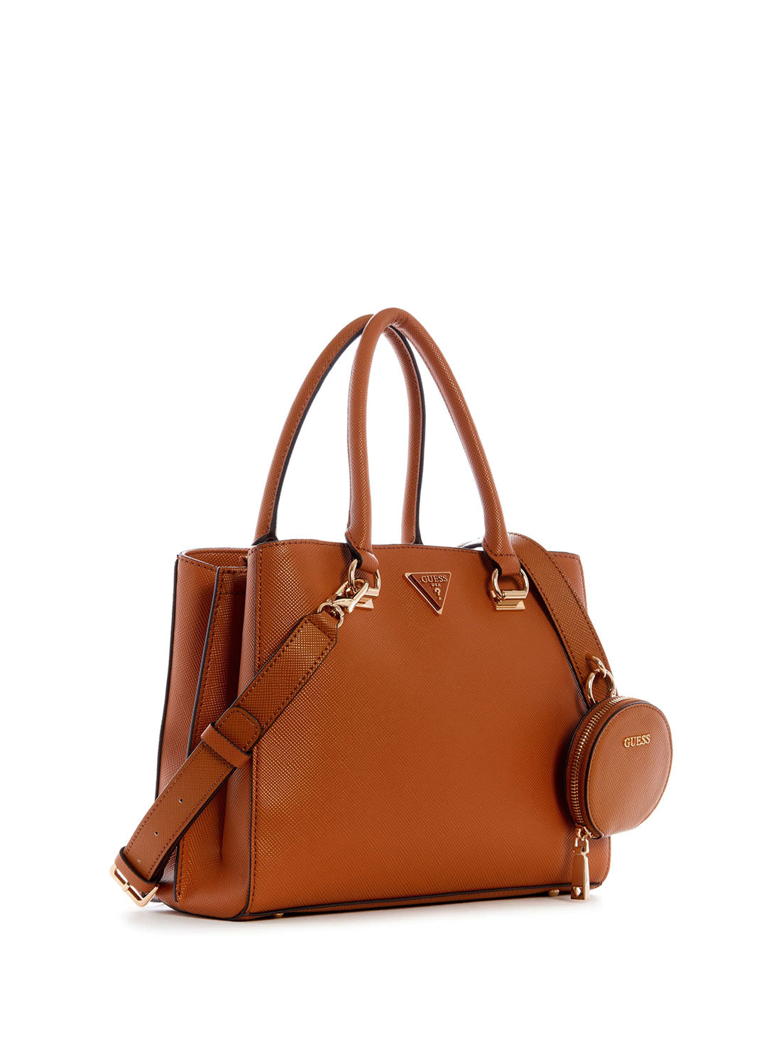 GUESS Womens Brown Alexie Girlfriend Satchel Bag  VG841606 Front Side View