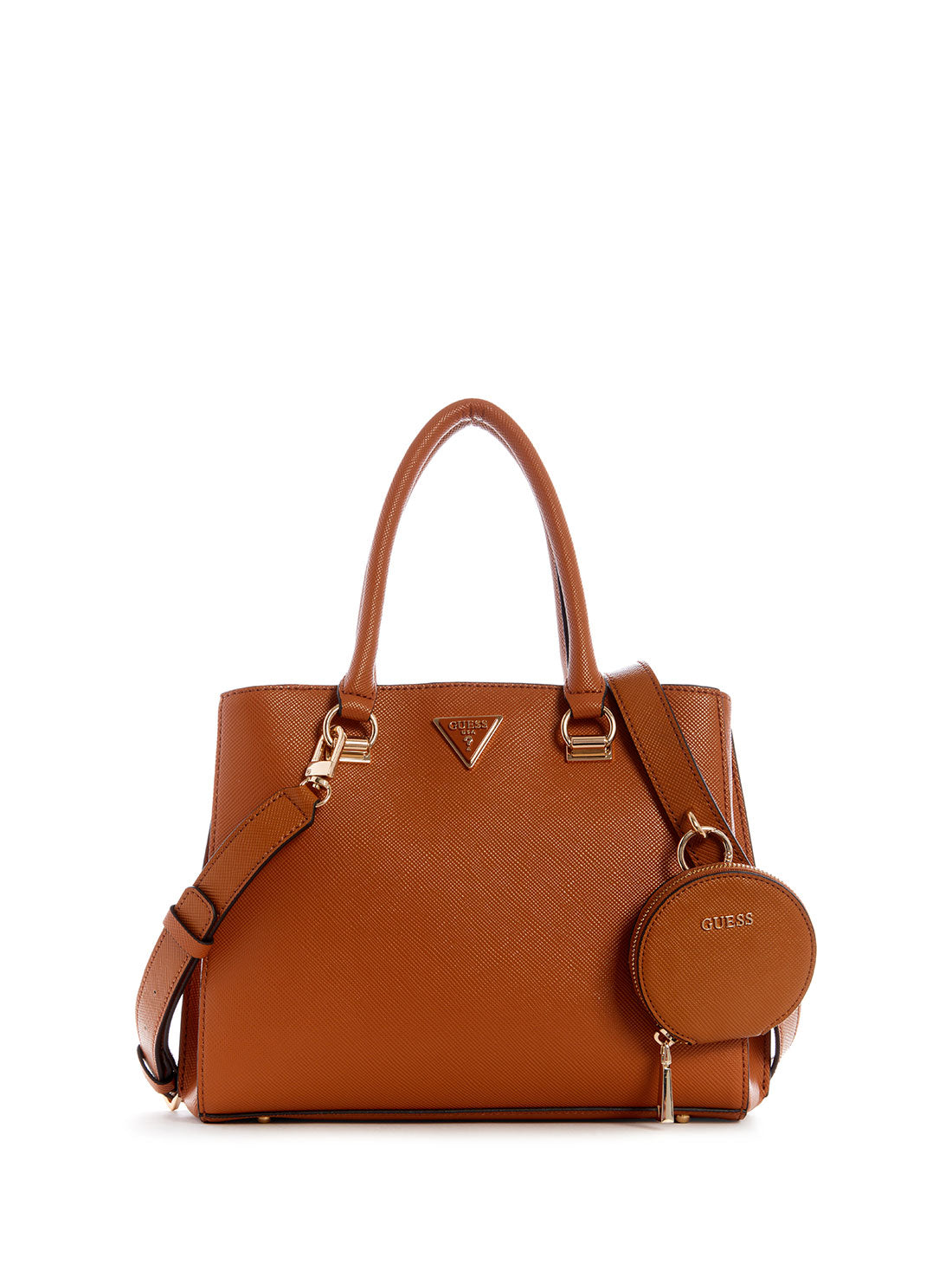 GUESS Womens Brown Alexie Girlfriend Satchel Bag  VG841606 Front View