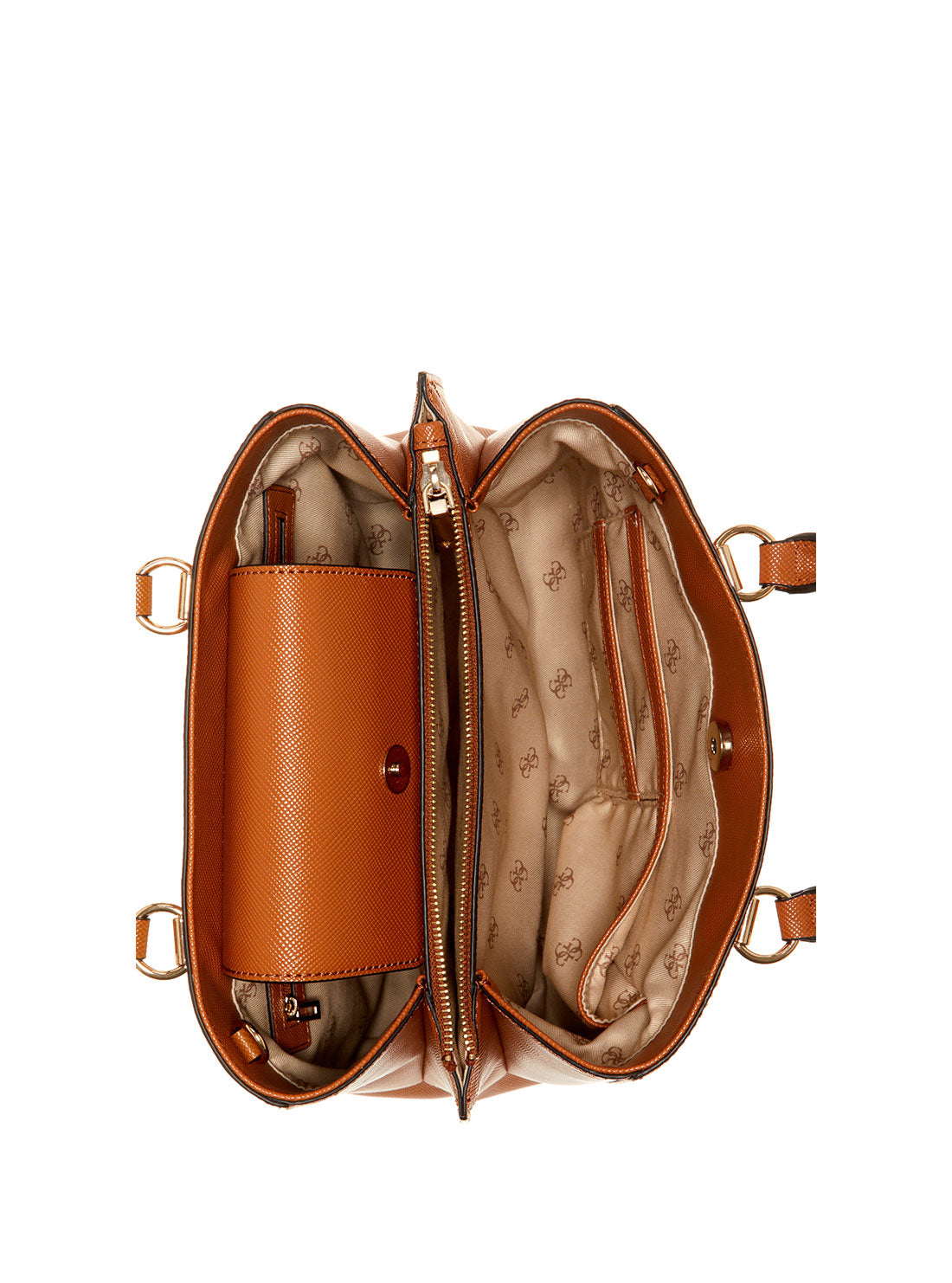 GUESS Womens Brown Alexie Girlfriend Satchel Bag  VG841606 Inside View