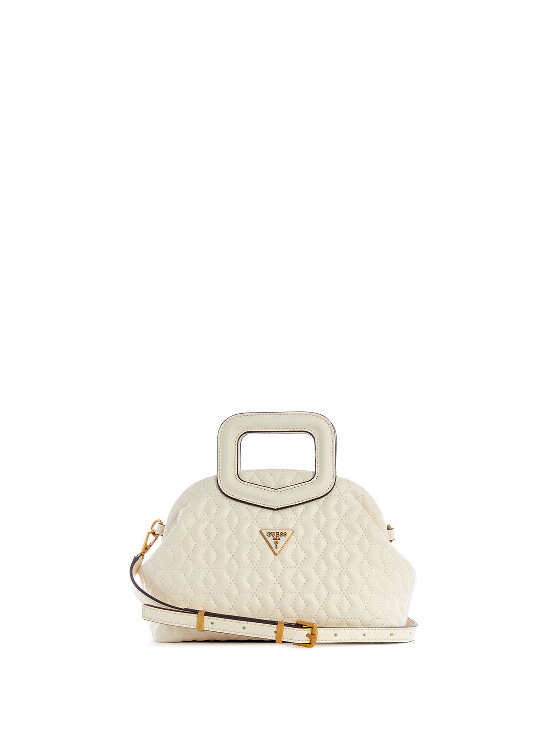 GUESS Womens White Errin Small Clutch Crossbody Bag DB850977 Front View