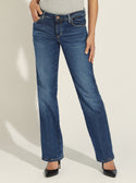 GUESS Womens Mid-Rise Sexy Straight Button Jeans In Refined Vintage Wash W2RA19D4KH6 Front View