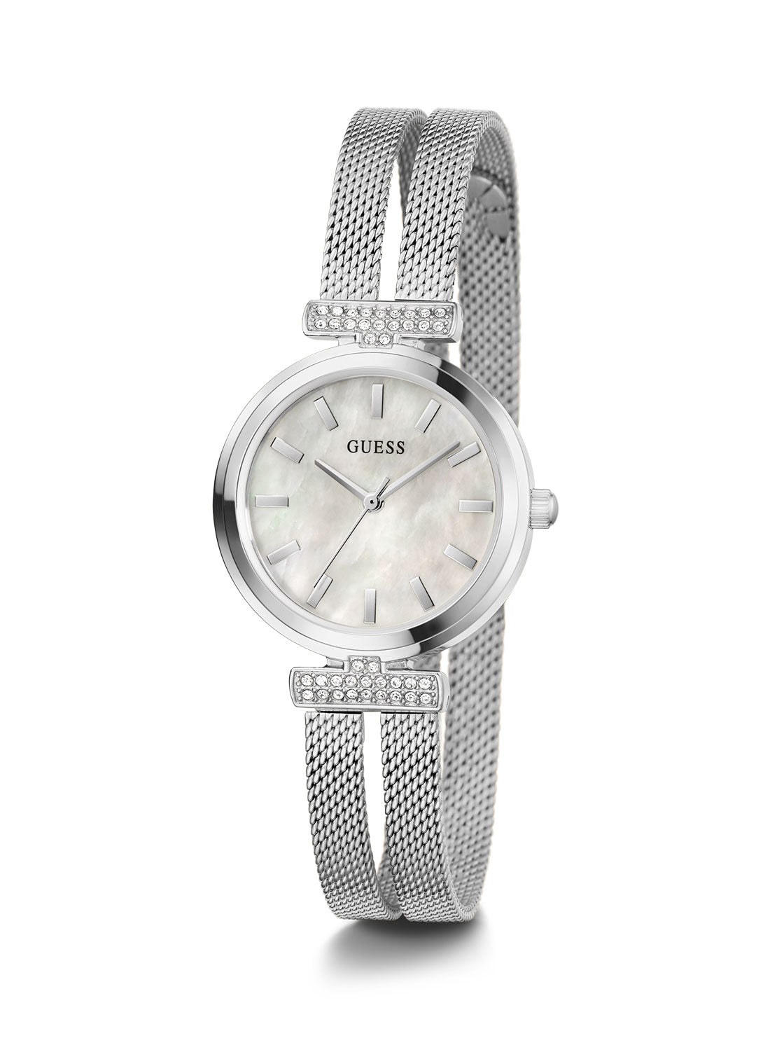 Silver Array Crystal Mesh Watch