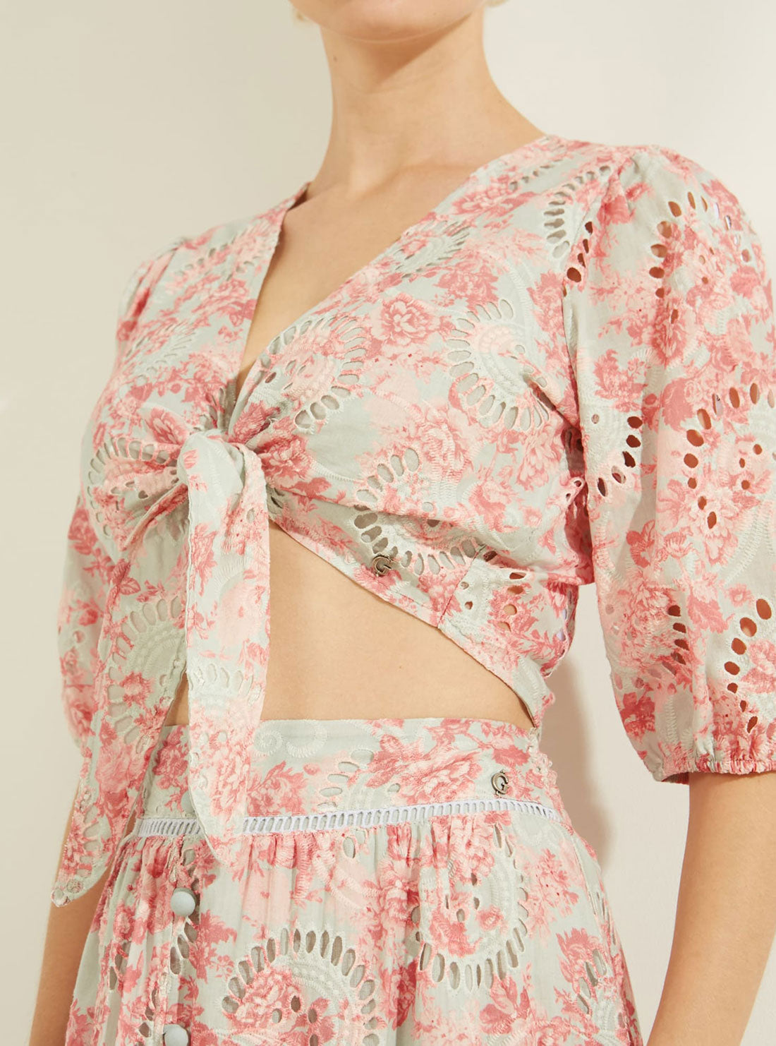 GUESS Womens Pink Multi Silvia Top W2GH55WEJV0 Detail View