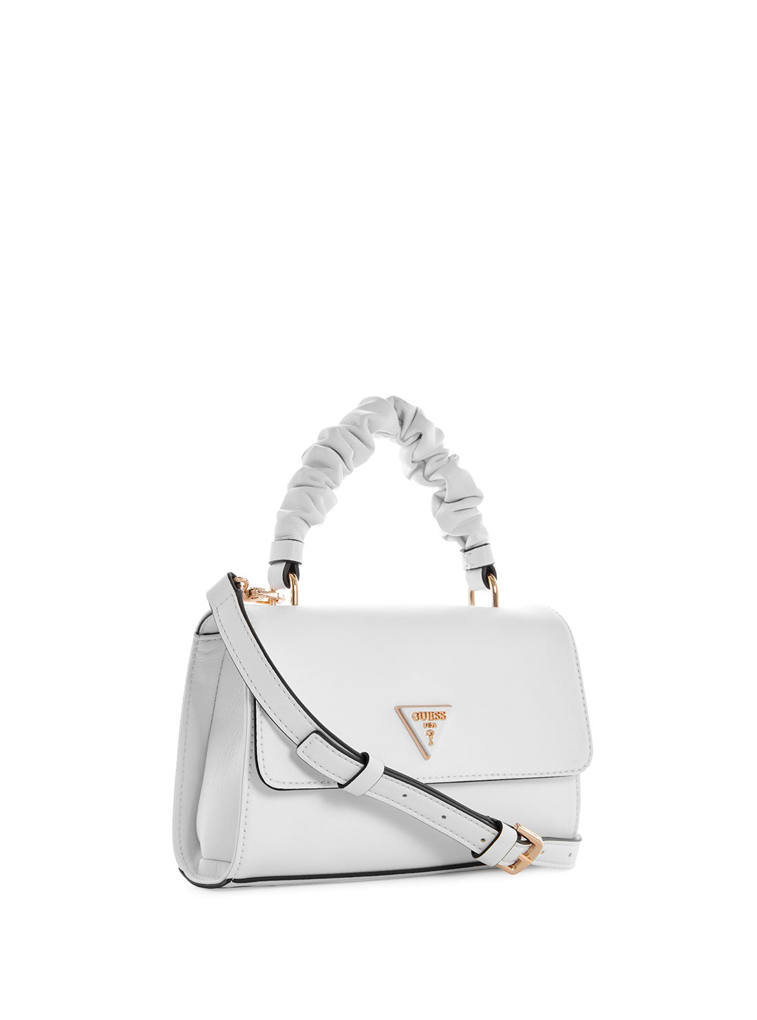White Mariana Ruched Crossbody Bag