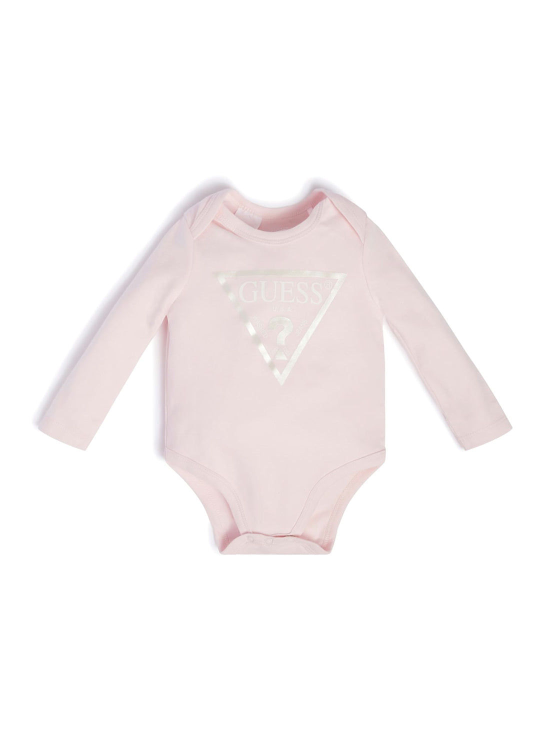 GUESS Kids Baby Eco Pink Core Logo Bodysuit Jumpsuit (3-18m) H02W01KA6W0 Front View