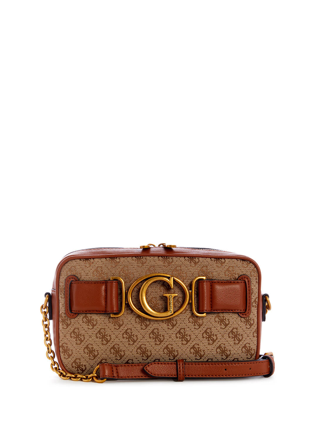 GUESS Womens  Brown Multi Aviana Crossbody Camera Bag JB841414 Front View