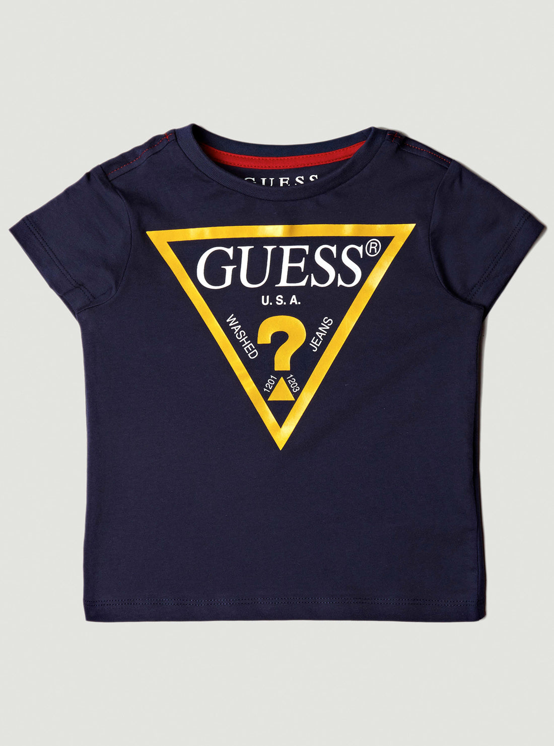 GUESS Little Boys Navy Blue Logo Short Sleeve T-Shirt (2-7)  N73I55K8HM0 Front View