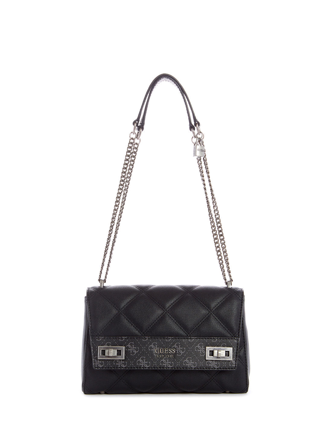 GUESS Womens Black Katey Shoulder Bag QN787019 Front View