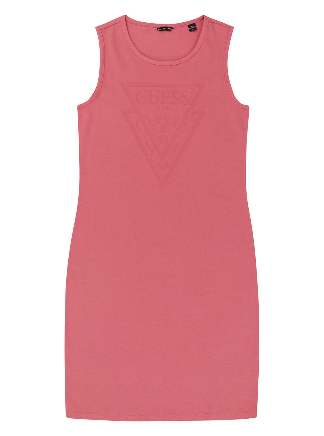 Girl's Pink Logo Staple Dress (7-16) | GUESS Kids | front view