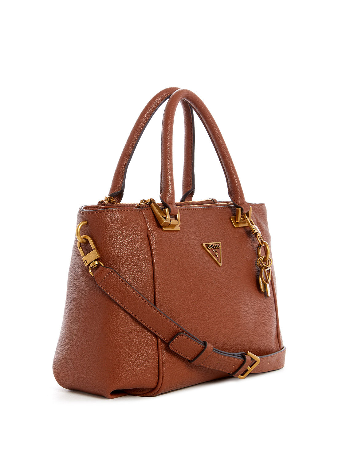 GUESS Women's Cognac Destiny Status Satchel SIDE View