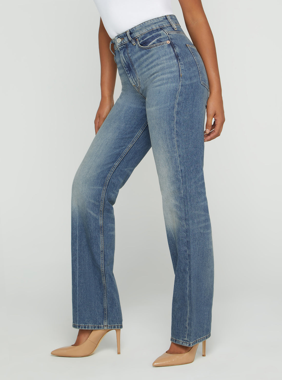 GUESS Women's High-Rise 80s Straight Leg Denim Jeans In Confidence Wash Style View