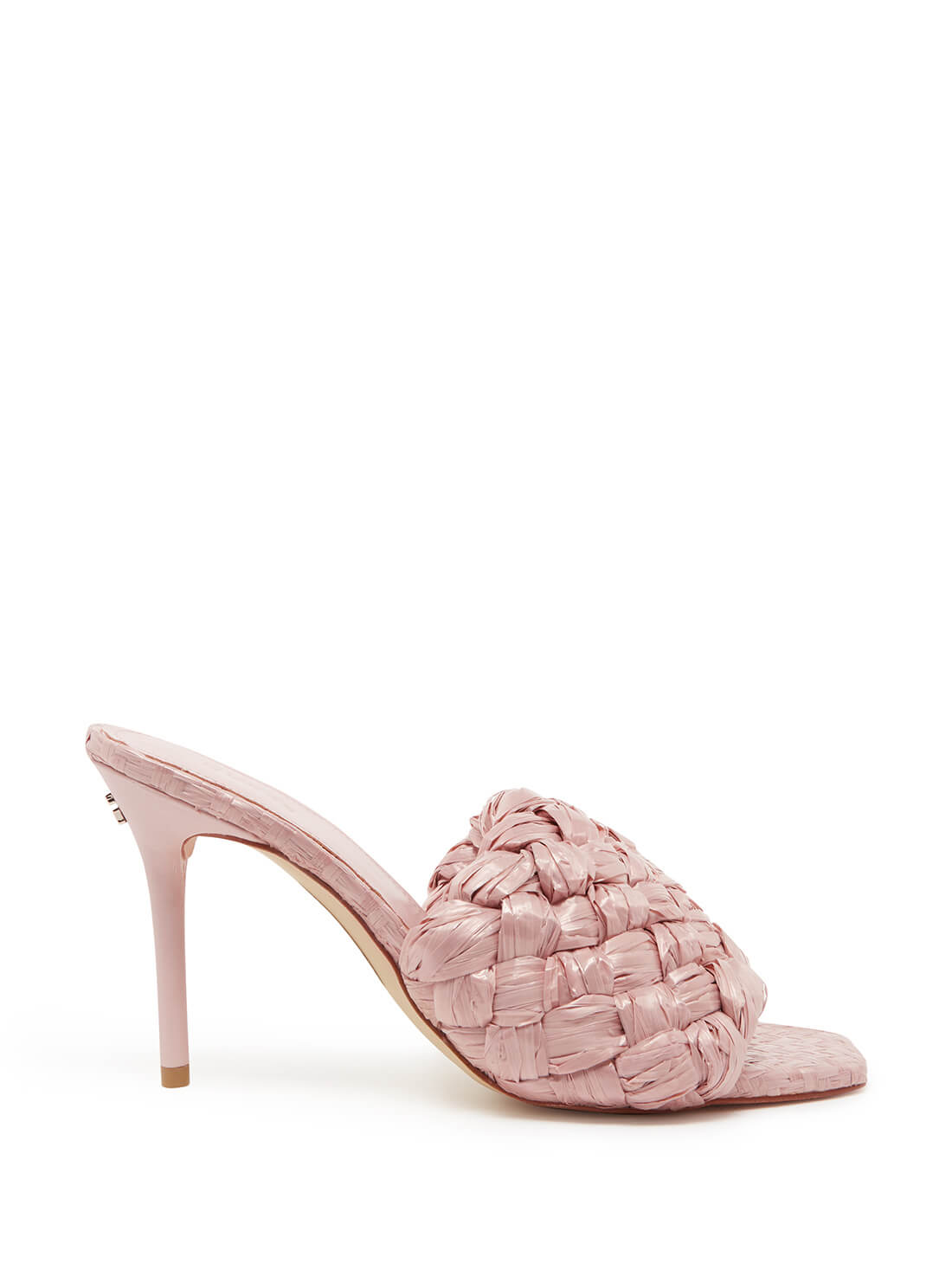 GUESS Womens  Pink Byanna Woven Sandal Heels BYANNA Side View
