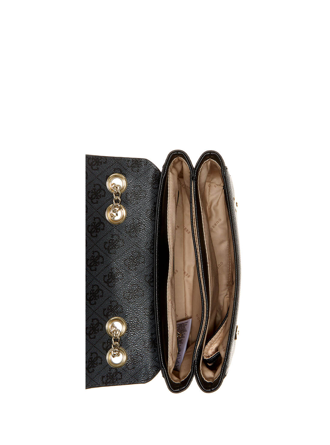 GUESS Women's Black Cordelia Logo Convertible Crossbody Bag BG837721 Inside View