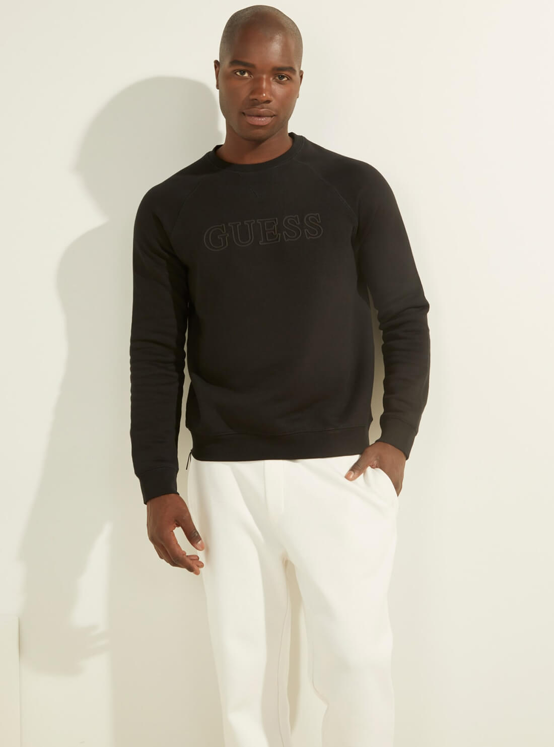 GUESS Mens Eco Black Aldwin Active Jumper Z2RQ19K9V31 Front View