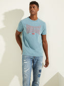GUESS Mens Blue Heritage Logo T-Shirt MBGI31R9RM3 Front View