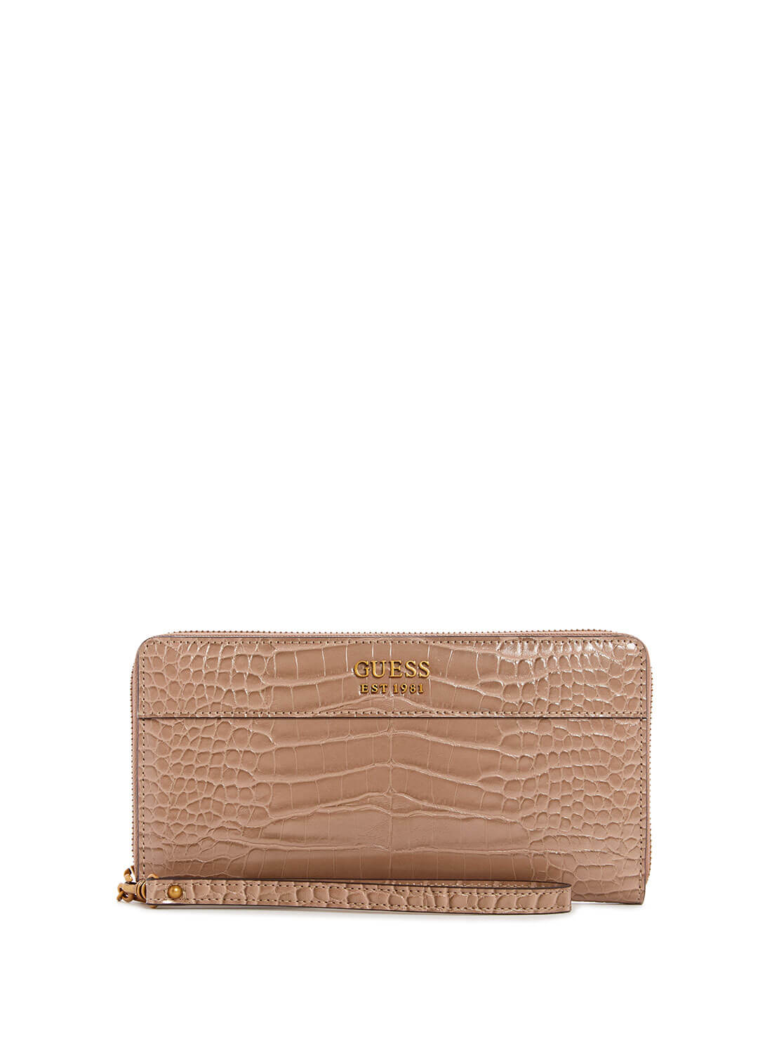 GUESS Womens  Taupe Croc Katey Cheque Organiser Wallet CB787063 Front View