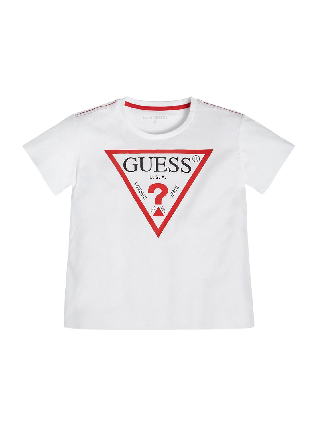 GUESS Little Boys White Logo Short Sleeve T-Shirt (2-7)  N73I55K8HM0 Front View