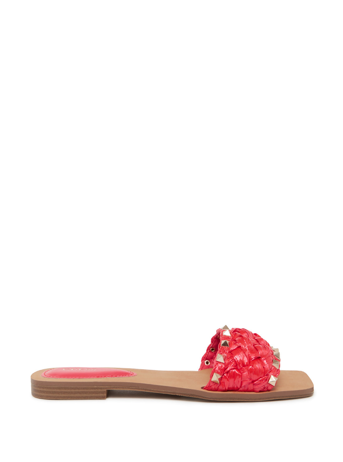 GUESS Womens Red Raidah Woven Stud Slides RAIDAH-A Side View