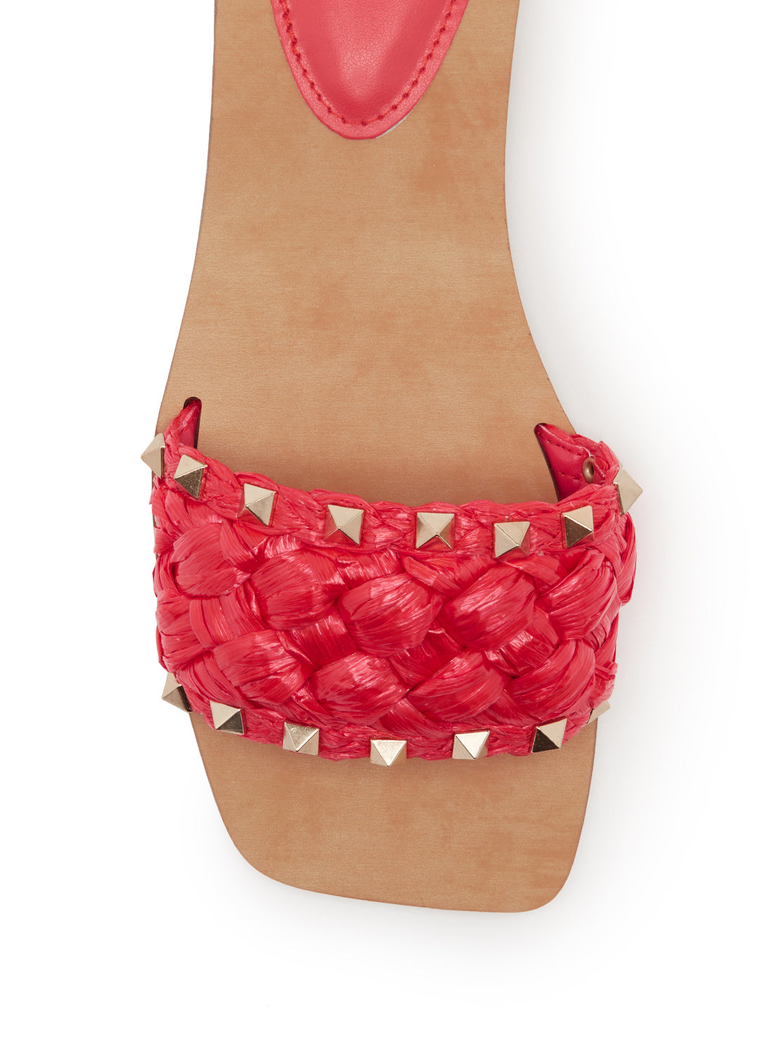 GUESS Womens Red Raidah Woven Stud Slides RAIDAH-A Top View