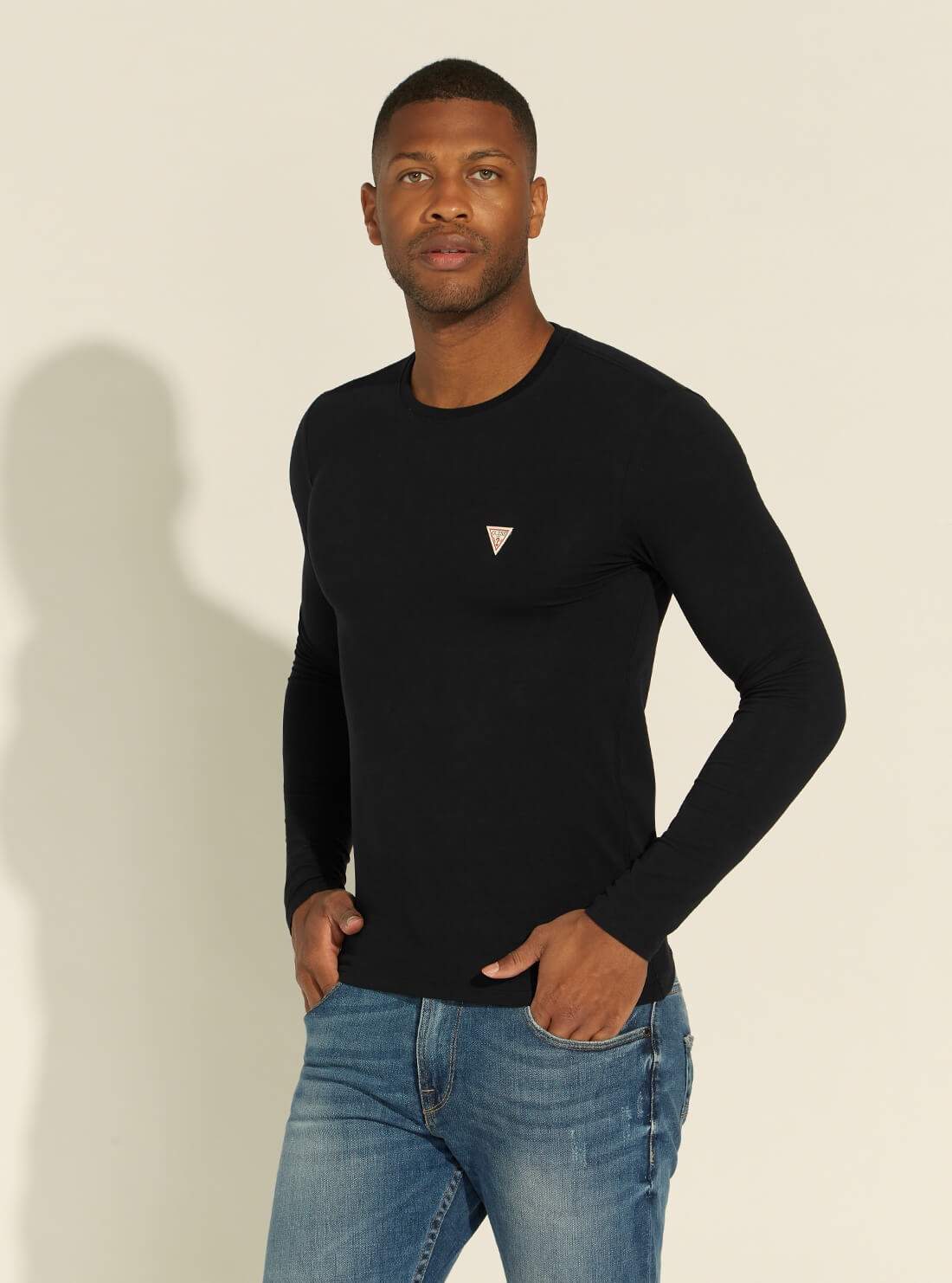 Black Super Slim Long Sleeve T Shirt XS